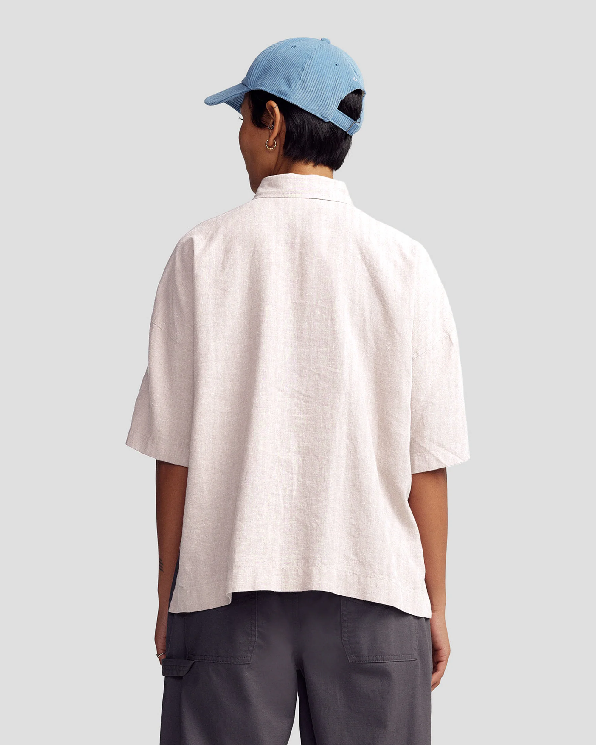 Women’s Weekend Natural Short Sleeve Shirt -  Shroom Stripe - Image 2