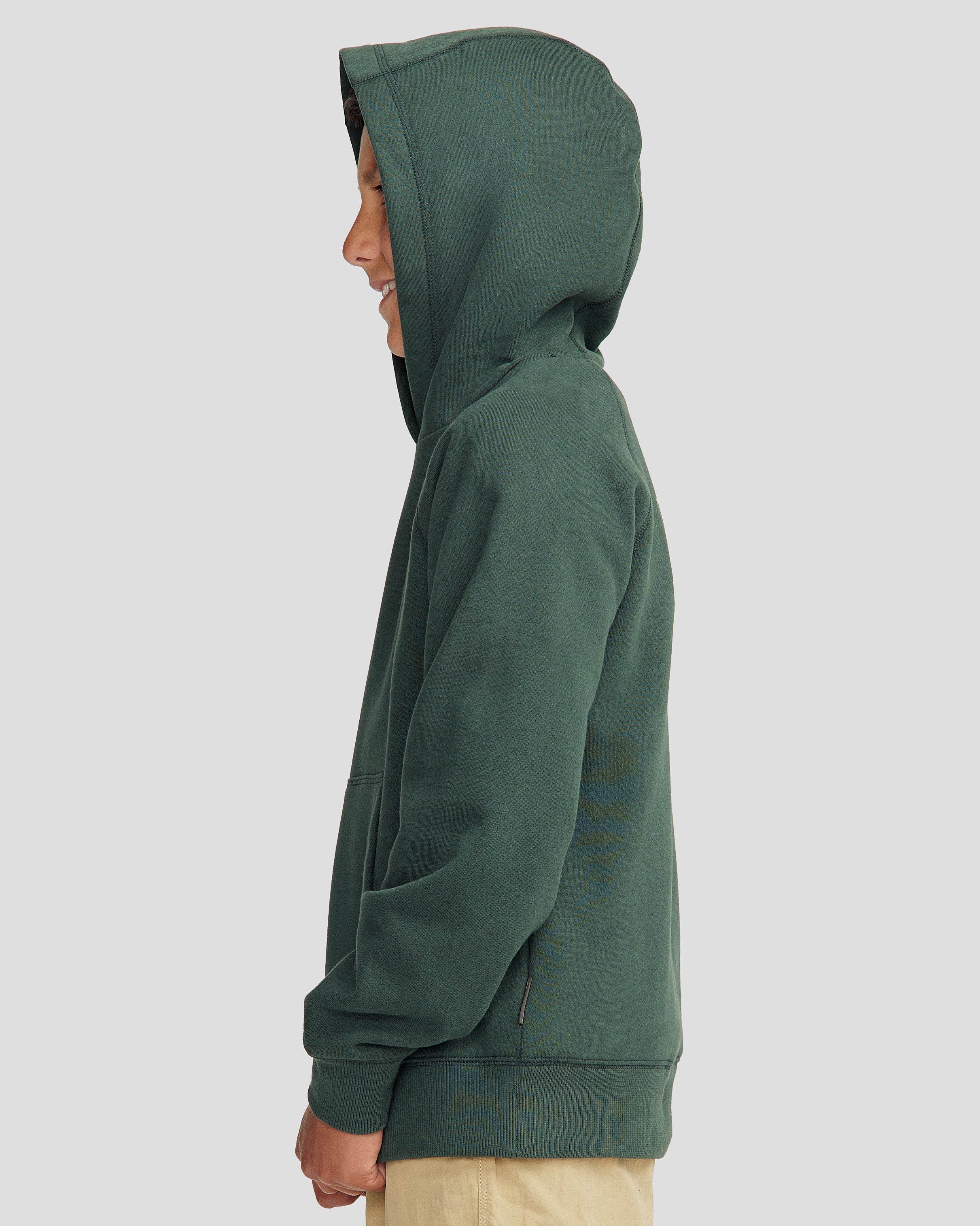 Youth Heritage Logo Brushed Hoodie - Deep Forest - Image 3